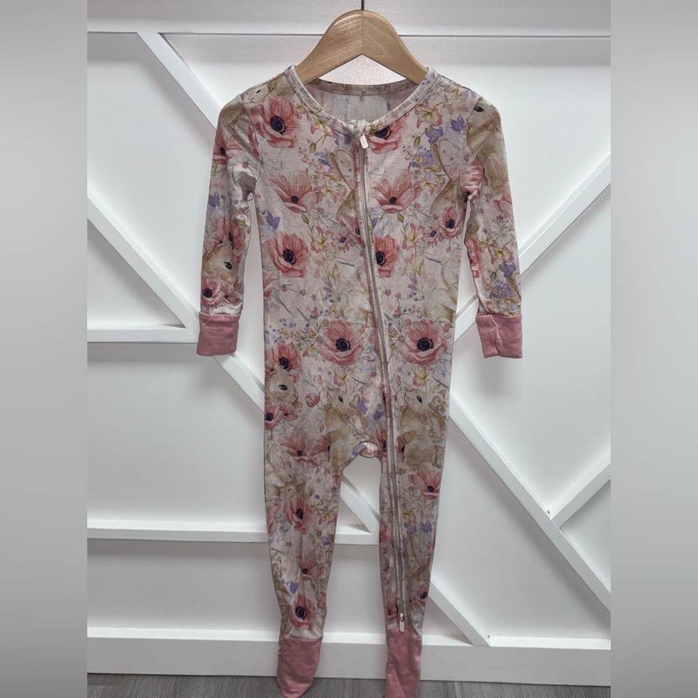 Posh Peanut Bamboo Floral Bunny Zip Sleeper Size 18-24M